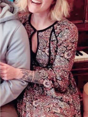 American Eagle Outfitters Multicolor Paisley Velvet-Trim Top